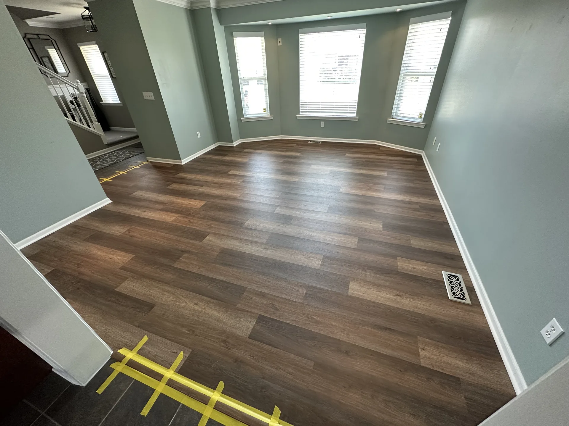luxury vinyl flooring installed by BRC Flooring — bay window room