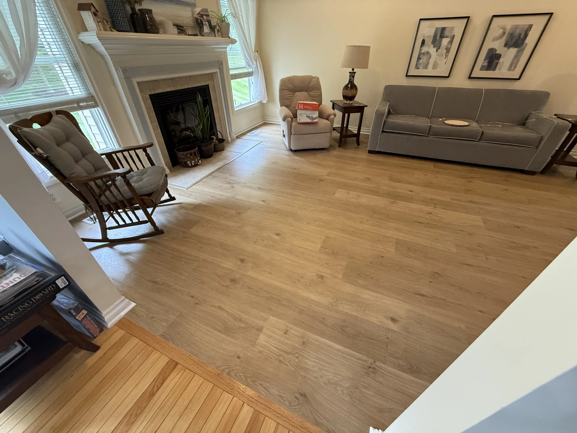 luxury vinyl flooring installed by BRC Flooring — living room