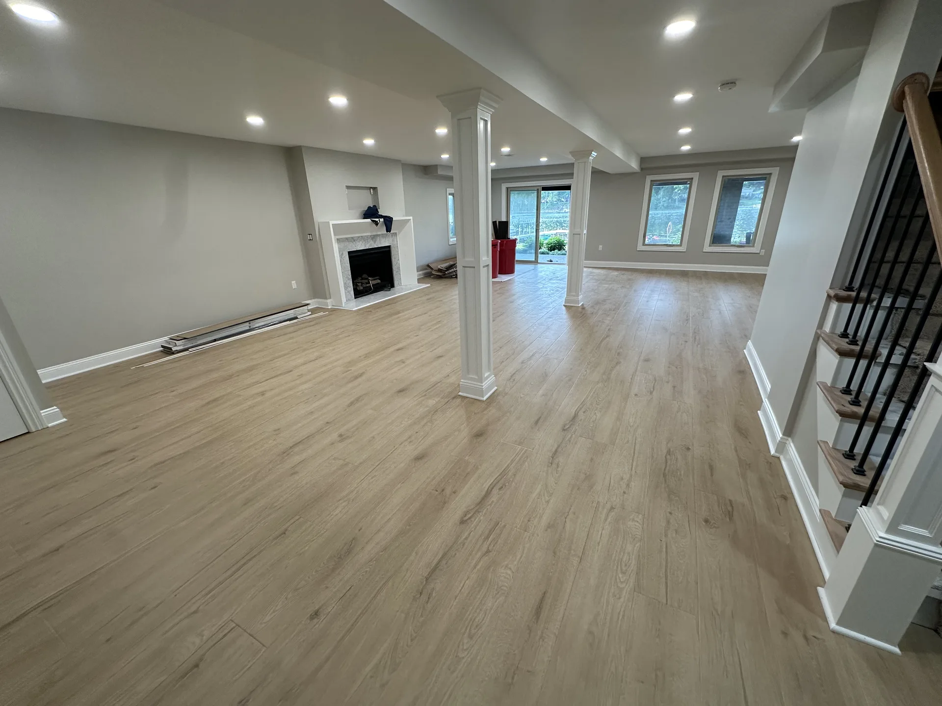 luxury vinyl flooring installed by BRC Flooring — finished basement