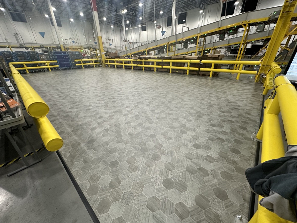 Hexagonal tile pattern in commercial space